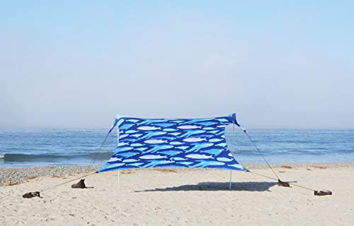 Neso Portable Beach Tent Sun Shelter - Lightweight Beach Shade Canopy - Easy Setup for Family Outings - Patented Reinforced Corners - UPF 50+ Sun Protection - color: Whales