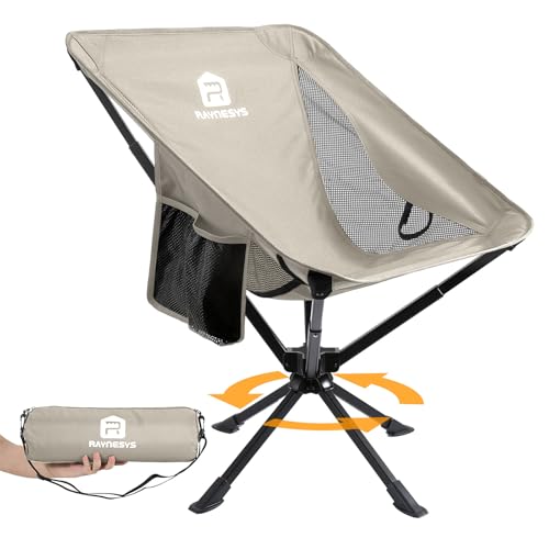 Raynesys Portable Camping Chair 1 Pack, 8 Seconds Quick Setup Folding Camping Chair, Flexible 360° Rotation, 3.8Lb Lightweight Travel Chairs for Easy Carry to Hiking, Sporting, Beach, Khaki - color: Khaki, size: 1 Pack