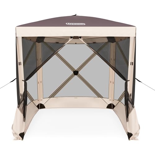 Upgraded Tecoom 7.2x7.2ft Pop Up Gazebo Tent with, 5-Sided Screen House with Canopy Extendable, Large Portable Sun Shelter with Removable Siedwalls for 8-10 Persons Camping, Outdoor, Garden, Activitie - size: 7.2x7.2ft