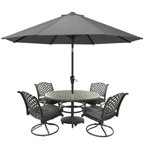 MASTERCANOPY 10FT Patio Umbrella with Push Button Tilt and Crank, Outdoor Market Umbrella with 8 Sturdy Ribs, UV Protection & Waterproof for Garden, Deck, Backyard, Pool (Dark Gray) - color: dark gray, size: 10FT