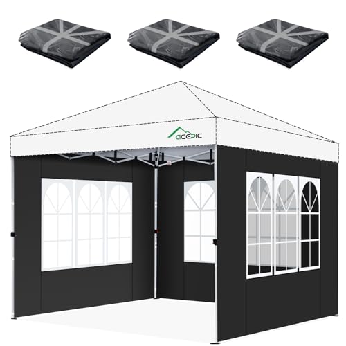 Acepic 3Pcs Instant Canopy Tent Sidewalls for 10x10 Pop-Up Canopy, Garden Gazebo, 210D Oxford Fabric Waterproof, Black (Tent NOT Included) - color: Black, size: 10*10ft 3pcs