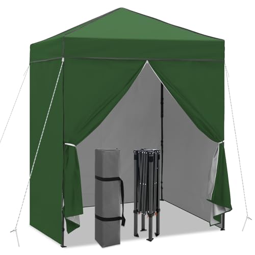 6x4 Pop Up Canopy Tent with Four Wall Panels, Instant Portable Beach Canopy, Outdoor Tent with Carry Bag for Camping, Sports, Tailgating, Events, Green - color: Green, size: With Four Walls