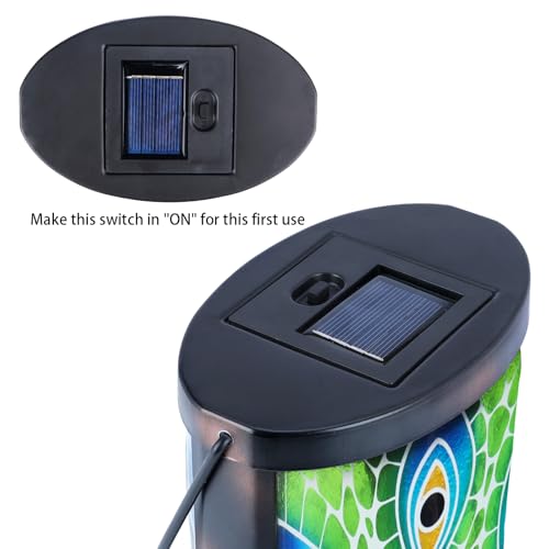Hanging Solar Lantern Outdoor Waterproof Peacock Solar Lights Glass Tabletop Decorative Lamp for Outdoor Patio Garden Outside Yard Decor - style: New_Peacock