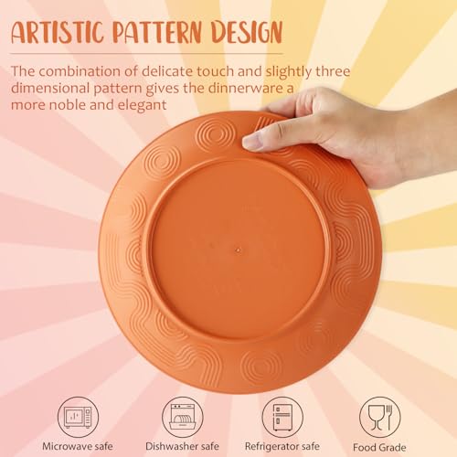 Wheat Straw Dinnerware Set 40 PCS - Service for 8 | Plates and Bowls Sets | Unbreakable Dishes Set - Dinner Plates, Dessert Plate, Cereal Bowls, Drinking Glasses, Dishwasher Safe - Multi - color: Multicolor, size: 40 PCS