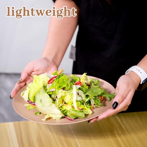 12-Pack 9.8 Inch Plastic Salad plates,Lightweight Unbreakable Dinner plate for Daily Use, Microwave & Dishwasher Safe Plates,Plastic Plates for Camping, Outdoor, food, Fruit (Orange) - color: Orange, size: 9.8 Inch