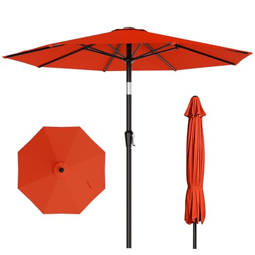 AreShark 10 FT Outdoor Patio Umbrella, Patio Table Umbrella with Push Button Tilt and Crank, Outdoor Patio Umbrellas with 8 Fiberglass Ribs, Patio Umbrellas for Market, Garden, Pool (Orange) - color: Orange