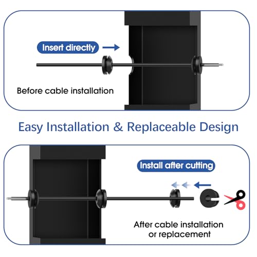 100Pack Black Rubber Grommets Level Stairs Angle Protector Sleeves, Cable Railing Kits for 25-35 Degree Metal Post, 1/8" 5/32" 3/16" Stainless Steel Black Cable Rubber Grommets