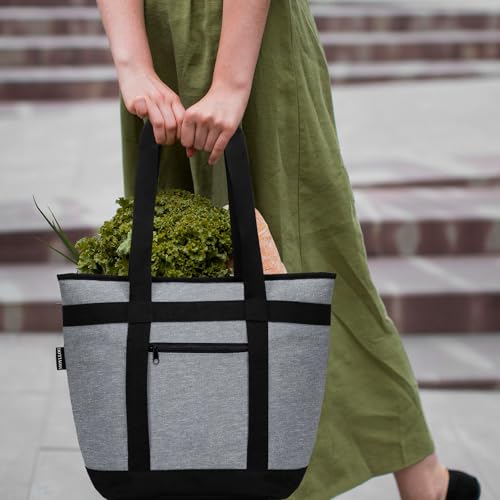 Insulated Cooler Bag, Reusable Grocery Bags for Hot/Cold Food, Thermal Food Delivery Bag for Beach, Travel, Picnics - color: Grey, size: 8"D x 20"W x 15"H