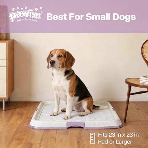 Pawise Dog Pee Pad Holder for Puppy, Puppy Pad Holder Tray, Pet Training Pee Pad, Indoor Potty Tray for Senior Dogs, Dog Toilet for Newborn Puppies, 23.5" x 23.5"，Purple - size: Small-Purple
