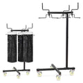 Movable Sports Net Storage Rack with Lockable Wheels, Heavy-Duty Holder for Volleyball, Tennis, Pickleball, Badminton Nets, Space-Saving Support Rack with Swivel Handle & Dust Covers - style: Holds 3 Nets