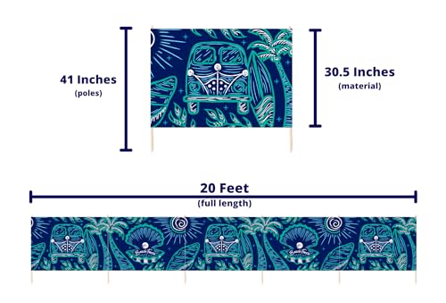 Premium 20 ft Beach Windscreen, Privacy Screen, Wind Blocker Free Rubber Mallet and Carry Bag Included (Beach Bus) - color: Beach Bus