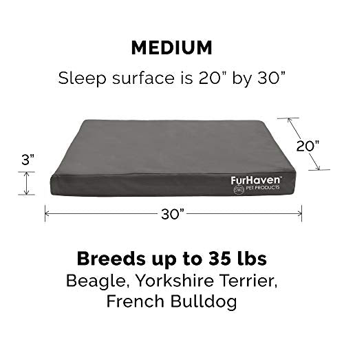 Furhaven Replacement Dog Bed Cover Water-Resistant Indoor/Outdoor Logo Print Oxford Polycanvas Mattress, Washable - Stone Gray, Medium - color: Stone Gray, size: Medium