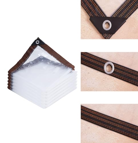 6' x 10' Clear Poly Tarp Heavy Duty with Grommets for Henhouse Porch Greenhouse Camping - size: 6FT X 10FT