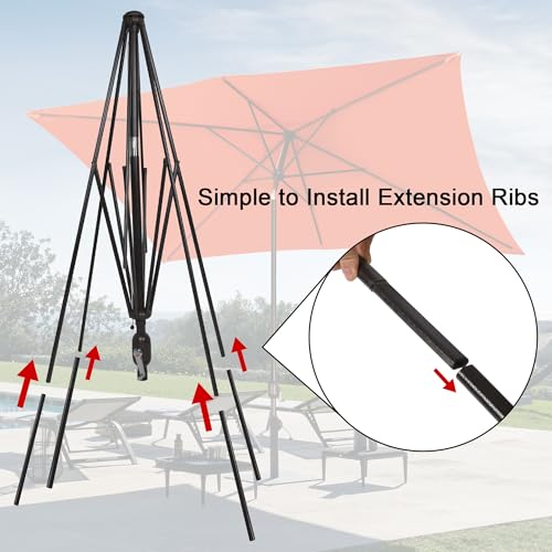 Blissun Rectangular Patio Umbrella, Table Market Umbrella with Tilt and Crank, Outdoor Umbrella for Garden, Deck, Backyard, Pool and Beach - color: Orange, size: 6.5 x 10 FT