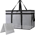 Bodaon Cooler Insulated Food Delivery Bag with Hard Bottom for Rideshare Bag, XXX-Large Thermal Bags for Catering/Hot Pizza, Travel/Camping/Picnic Basket，Grocery Reusable Warmer and Frozen, Gray - color: Grey+Hard Bottom