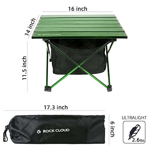 ROCK CLOUD Portable Camping Table Ultralight Aluminum Camp Table with Storage Bag Folding Beach Table for Camping Hiking Backpacking Outdoor Picnic, Green - color: Green, With Storage Bag, size: Small
