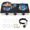 Propane Gas Cooktop,3 Burners Gas Stove portable, 0.28"Tempered Glass, Auto Ignition Camping 3 Burner LPG for RV,Apartments,Outdoor
