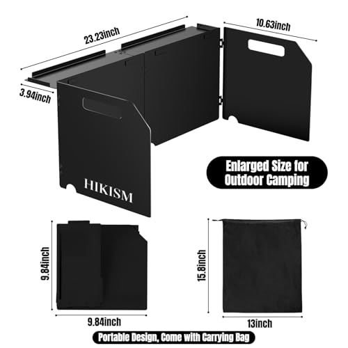 Camping Stove Windscreen, Lightweight Foldable Outdoor Wind Blocker Gas Stove Windshield Wind Screen Wind Guard for Camping Stove, Glamping, Black - color: black-extend