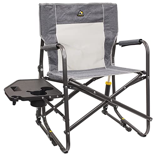 GCI Outdoor Freestyle Rocker Portable Folding Rocking Chair, Outdoor Camping Chair with Side Table - color: Heathered Pewter, style: Freestyle Rocker W/ Side Table