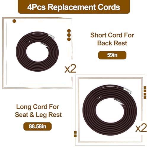 Zero Gravity Chair Replacement Cord,Antigravity Chair Replacement,4 Pack Elastic Cords Repair Tool Kit for Repairing Zero Gravity Chair(Brown) - size: Brown