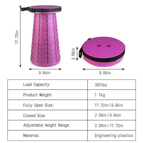 Portable & Lightweight Foldable Camping Chair for Adults, Heavy Duty Folding Stool with Adjustable Shoulder Strap, Perfect for Picnic, Beach, Backyard, and Sporting Events, Max Weight 400lbs - color: Purple