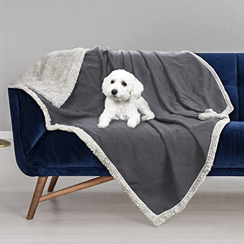 Kritter Planet Waterproof Dog Blanket, Reversible Water Proof Pet Blanket for Couch, Bed & Car, Washable Couch Covers for Medium Dogs - Protects Furniture from Fur, Dirt, and Accidents - color: Gray/Taupe, size: 50"x30"