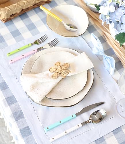 ANNOVA Silverware Set, Retro/Rivet Colorful Stainless Steel Tableware Kitchen Flatware Set Utensils, Includes Dinner Knives, Forks, Spoons, Salad Forks & Dessert Spoons (Pastel Mix, 10 Pieces) - color: Pastel Mix