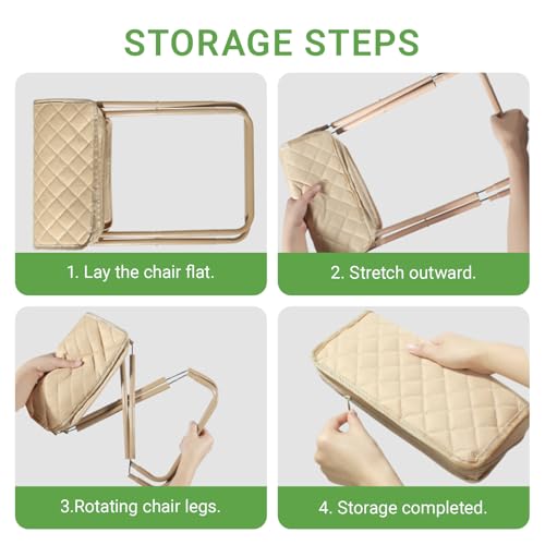 11.8" Pocket Chair Lightweight Travel Stool Portable Camping Chair Thickened Folding Camp Stools 350lbs for Adults Hiking Purse Stool, Khaki - color: Khaki