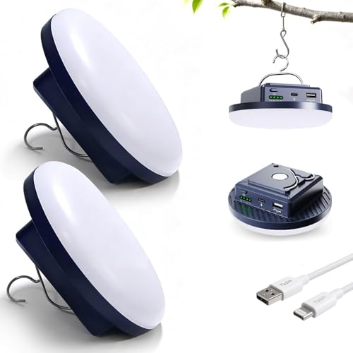 Camping Lights Tent Light 4500 Lumens 45W Rechargeable LED Lantern Magnetic Hanging, Portable USB Outdoor Canopy, Emergency Lights for Home, Lanterns for Power Outages, Ice Shanty Lights（2pcs） - size: 7200 mAh-2pack