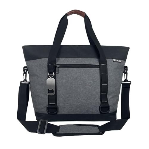 Insulated Cooler Bag, Large Insulated Bag, Reusable Shopping Bags, Leakproof Soft Cooler with BagsBottle Opener, Suitable for Supermarket Shopping, Travel,Beach,Family Picnic,Camping - color: grey