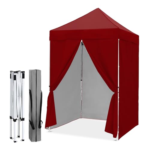 EAGLE PEAK 5x5 Instant Canopy with 4-Side Wall Panels, Small Pop up Portable Canopy Tent with Carry Bag, Light Weight Sun Shelter for Sports, Camping and Beach, Burgundy - color: Burgundy