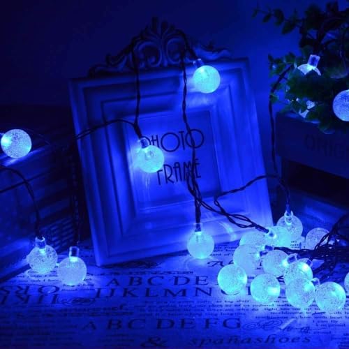 Toodour Solar String Lights Outdoor, 56ft 100 LED Globe String Light with 8 Mode, Waterproof Crystall Ball Lights Solar Patio Lights for Garden, Lawn, Patio, Gazebo, Yard, Outdoor Decor - Blue - color: Blue, size: 56ft