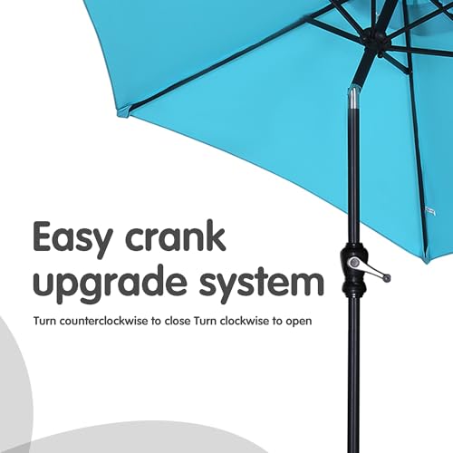 GDY 7.5FT Patio Umbrella Outdoor Table Umbrella,Market Umbrella with Push Button Tilt and Crank for Garden, Lawn, Deck, Backyard & Pool (Lake Blue) - color: Lake Blue, size: Umbrella Only