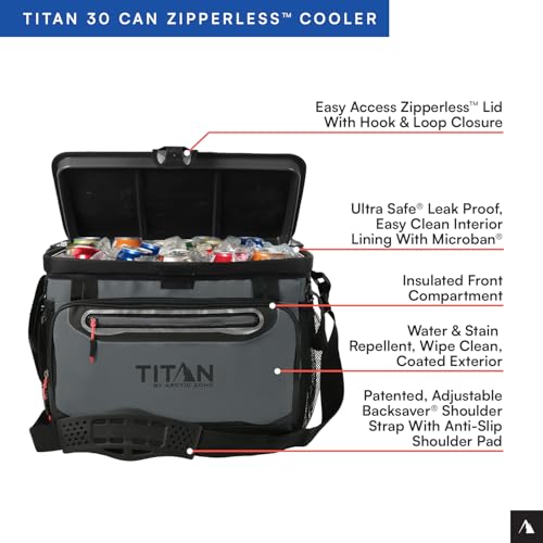 Titan by Arctic Zone Deep Freeze Cooler - Zipperless Hardbody Cooler - Deep Freeze Insulation, HardBody Liner, and SmartShelf - color: Sharkskin Gray, size: 30 Can