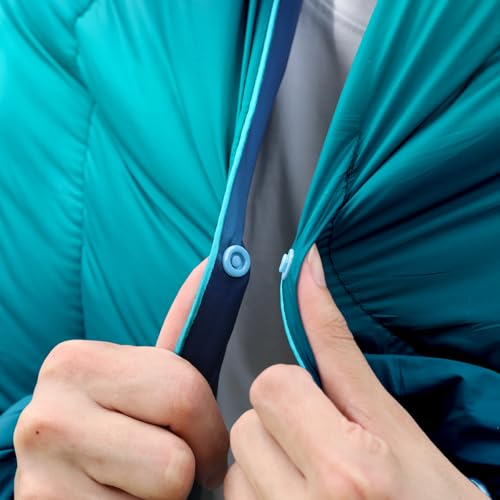 zzlamb Camping Blanket for Cold Weather,Outdoor Puffy Blanket Portable Down Alternative,Windproof Warm Cloak with Snaps,Cozy Quilt Backpacking Picnic RV Travel Plane Car Hammock Beach Climbing - color: Lake Blue Fade, size: 52x75in