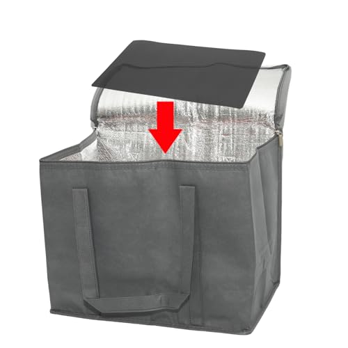 Lilaly Styrofoam Cooler Food Delivery Bag, Insulated Grocery Bags Insulated Cooler Bag for Hot or Cold Food Delivery, Groceries, Travel, Shopping(Grey) - color: grey