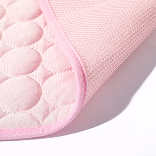 SOMOYA Dog Cooling Mat (Q-Max>0.4) Pet Cooling Pads Blanket Sleeping Kennel Mat,Ice Silk Cool Mat Pad Breathable Dog Bed Mats Beach for Large Dogs Cats (Pink, 27x22 in) - color: Pink, size: 22x27 in