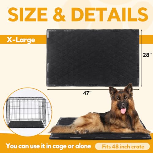 HOMBYS Chew Proof Dog Bed Mat with 20 Metal Rivets - Indestructible Kennel Pad for Teething Puppies & Aggressive Chewers, Durable Waterproof Crate Mat for Medium Dogs, 47" x 28" (Indoor/Outdoor Use) - size: 47" X 28"