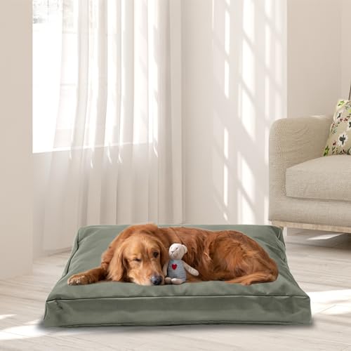 Replacement Dog Bed Cover,Heavy Duty Waterproof Removable 54" L x 44" W x 4" H Reusable Dog Bed Covers with Zipper.Grey Green,Cover Only - color: Grey Green, size: 54" L x 44" W x 4" H
