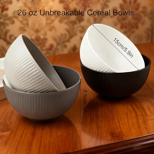 Wheat Straw Bowls Set of 4, Microwave & Dishwasher Safe, Lightweight BPA Free Bowls for Cereal, Soup, Salad & Oatmeal (Multicolor) - color: Multicolor