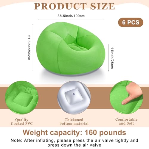 Realspring 6 9 12 Pcs Inflatable Bean Bag Chairs for Adults with Electric Air Pump, Blow up Couch Folding Portable Inflatable Couch Lazy Sofa for Outdoor Movie Night Camping(Coffee,Orange,Green,6 Pcs) - color: Coffee,orange,green