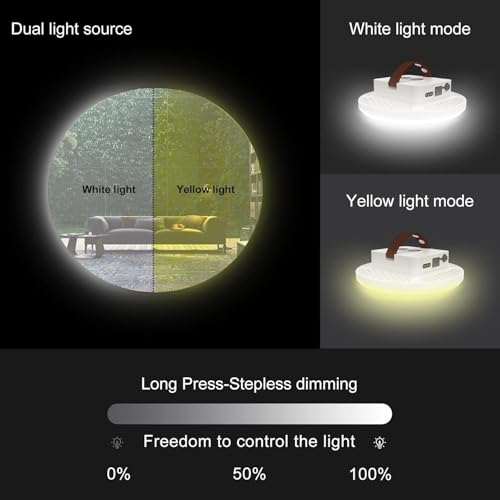 Tent Light Rechargeable Hanging Flashlight Ultra Bright Led Camping Lantern with Waterproof Portable Tent Lamp for Camping Emergency Usage(Infinite Dimming-Remote) - size: 60W(Dimming-Remote)
