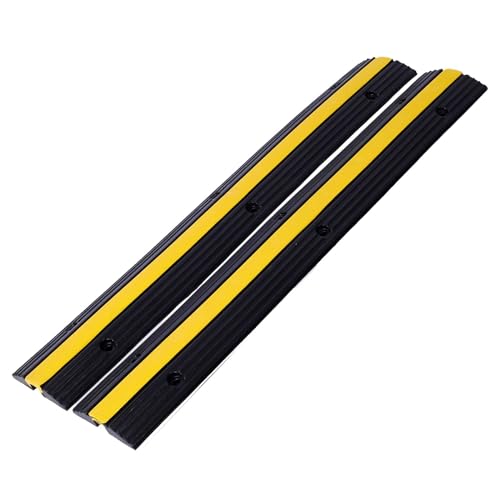 Rubber Cable Protector Ramp,1 Channel, 6600lbs Load Capacity, Easy Installation with Bolts, Ideal for Asphalt, Concrete, Gravel Driveways, Indoor & Outdoor Protection for Cords, Wires, Pipes - size: 2 Packs