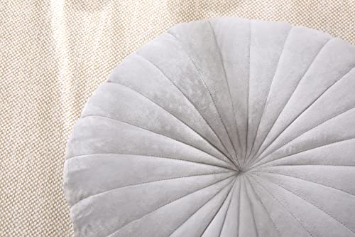 Floor Pillow Meditation Cushion Round Large Floor Pillows Seating for Adults, Velvet Thick Floor Cushions for Yoga Living Room Balcony Outdoor Tatami 18inch（Grey） - color: Grey