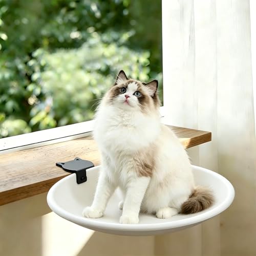 Adjustable Cat Desk Bed,Cats Hammock with Steel Clamp,Removable Faux Rabbit Plush Cover,Modern Indoor Cat Nest Furniture,Washable Hanging Cats Bed for Office Desks and Game Tables (White1) - color: White1