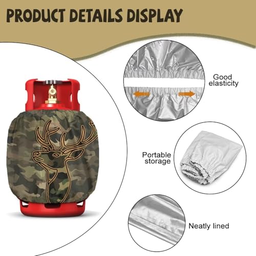 Camper Propane Tank Cover Camo Deer 3D Outdoor 600D Heavy Duty Waterproof Covers Fits Standard 20 lb Cylinder, 13.7'' x 16.5'' for Rv Trailer - color: Camo Deer 3D