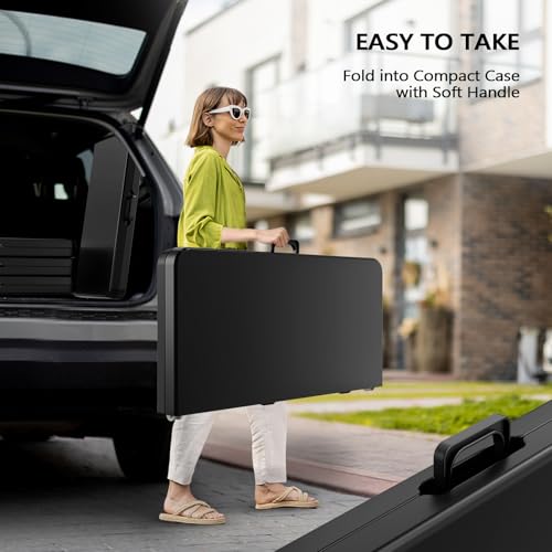 VINGLI 34" Fold in Half Square Table, Bi-Folding Commercial Portable Plastic Dining Table for Kitchen Outdoor Party Wedding Event, Black - color: Black, size: 34 Inches