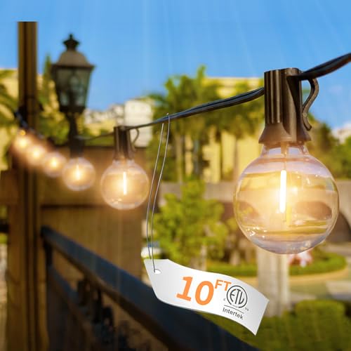 10FT Outdoor String Lights - LED Patio Lights Waterproof G40 Plastic Globe Bulbs, Connectable Shatterproof Hanging Outdoor Lights for Indoor Backyard Yard Gazebo Porch Party Decor - color: G40-Globe Bulb, size: 10FT Plug-in Version
