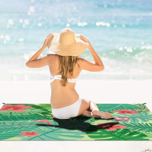 DPWCVM Beach Blanket Waterproof Sandproof Large Beach Mat 83" X 106" for 3-5 Adults Sand Free Mat Quick Drying,Lightweight & Durable with 4 Stakes & 4 Corner Pockets for Beach Camping .(Green) - color: Green, size: 83" X 106"