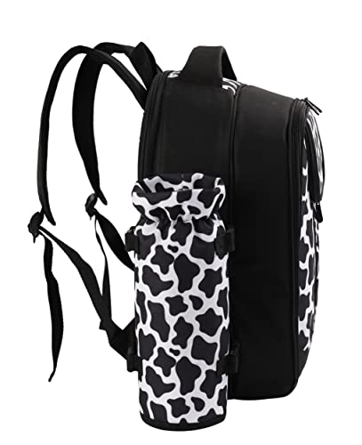 apollo walker Picnic Backpack Bag for 2 Person with Cooler Compartment, Detachable Bottle/Wine Holder, Fleece Blanket, Plates and Cutlery Set (2 Person, Black) - color: Black, size: 2 Person